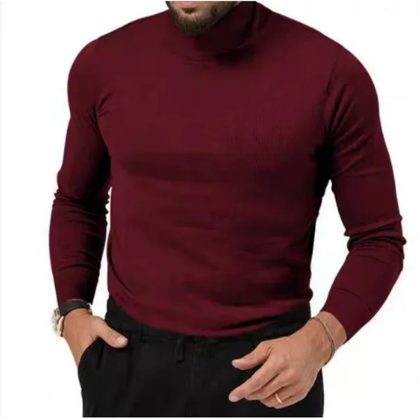 2026 New Autumn and Winter Men's Knitwear with Convertible High Collar, Old Money Style Long-Sleeve Base Shirt, High-End Fashion Men's Sweater