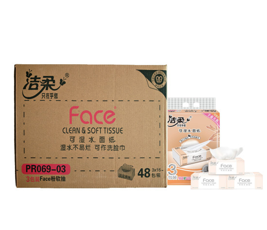 洁柔抽纸百花香粉Face3层135抽3包/提  16提/箱干湿两用纸巾|undefined