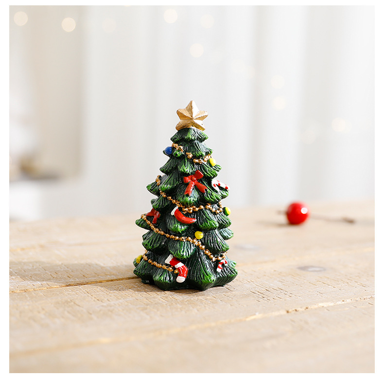 Resin Christmas Tree Decor Set – 13.5 Inch Large & Small Desktop Holiday Ornaments For Home & Party_voghion.com
