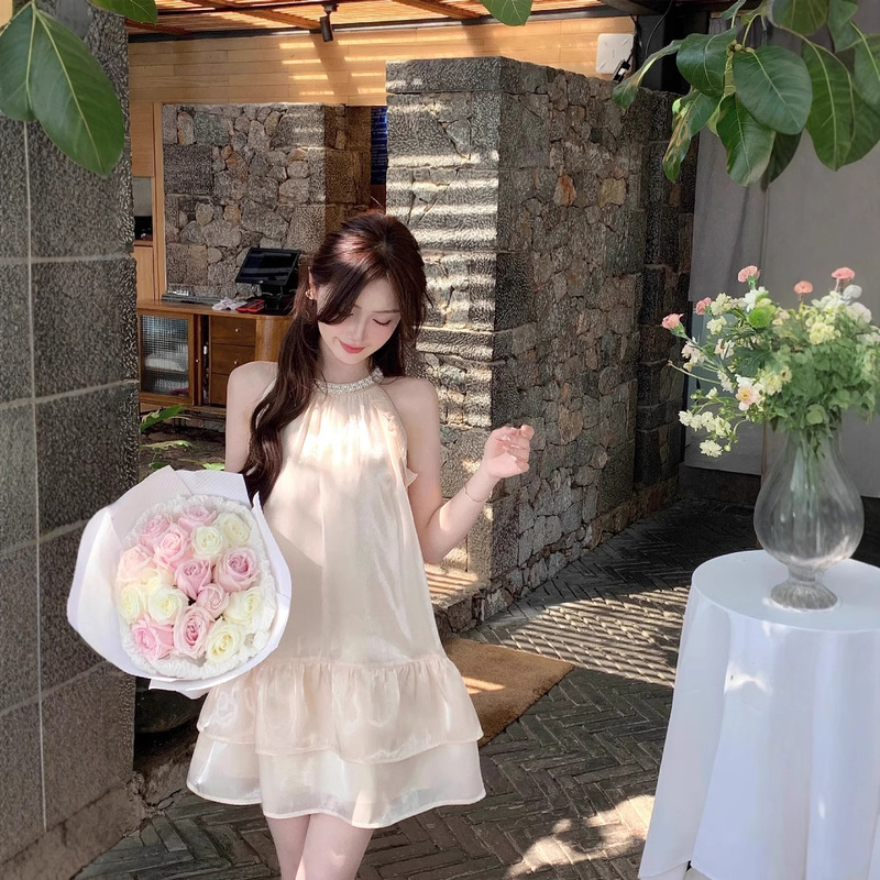 Vacation Style Seaside Mermaid Halterneck Doll Dress for Women New Summer Style High-End Exquisite Dress