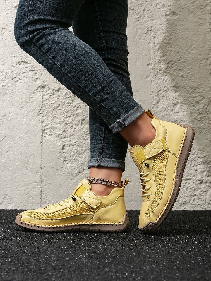 Giày thể thao lưới thoáng khí unisex form rộng phong cách năng động — 9889 màu kaki, 9889 màu trắng, 9889 màu xám, 9889 xanh da trời chi tiết 38