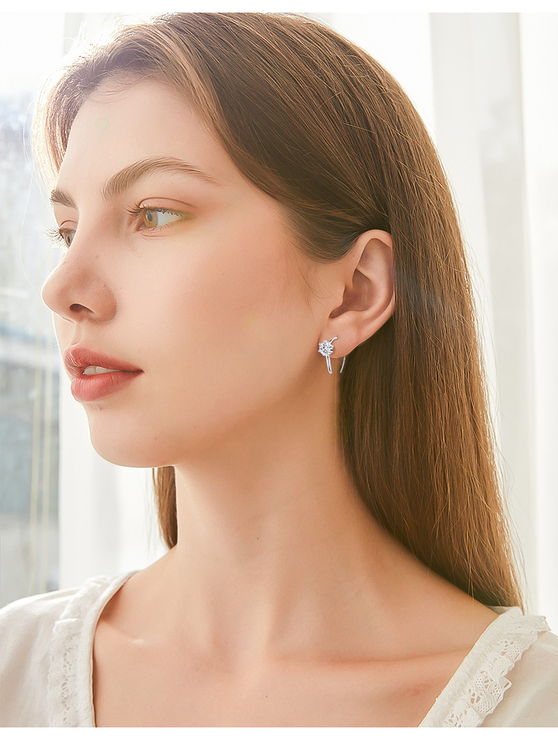 Fashion Design K-gold Jewelry for Women Elegant  U-shaped Stud Earrings Dazzling S925 Silver Inlaid Moissanite Earrings for Girls Birthday Gift