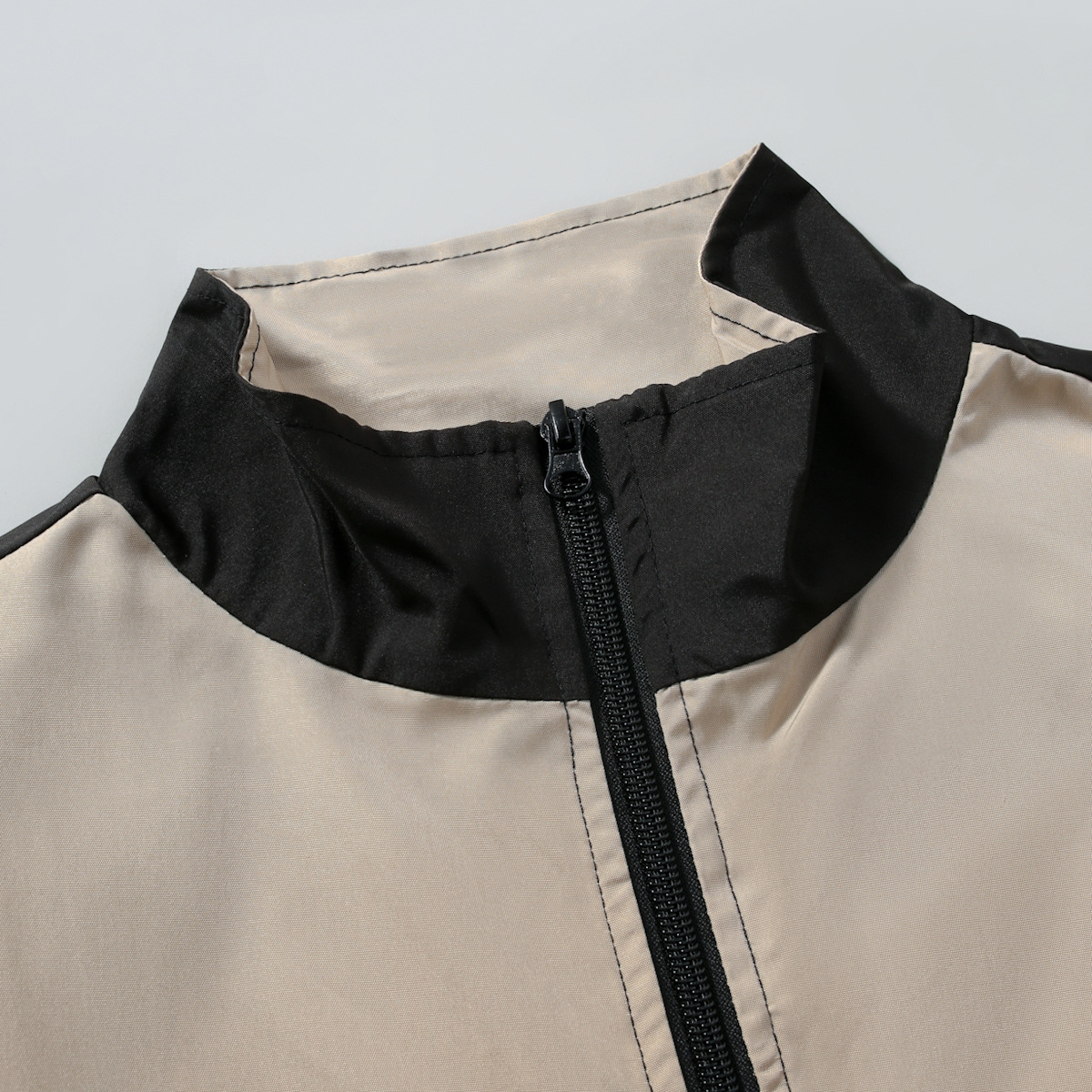 Men's Colour-blocking Windproof Cardigan Jacket With High Collar_voghion.com