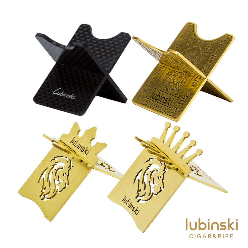 LUBINSKI Cigar Holder, Carbon Fiber/Copper Portable Cigar Rest