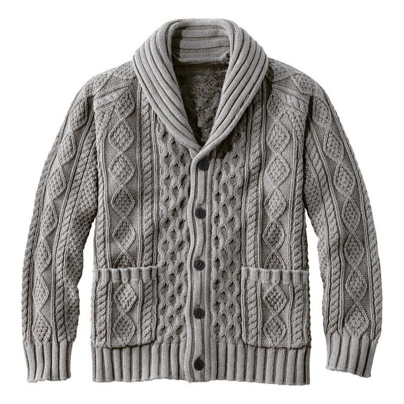 New minimalist fashionable knitted turtleneck cardigan, spring and autumn casual sweater, men's shirt, solid color, long_voghion.com