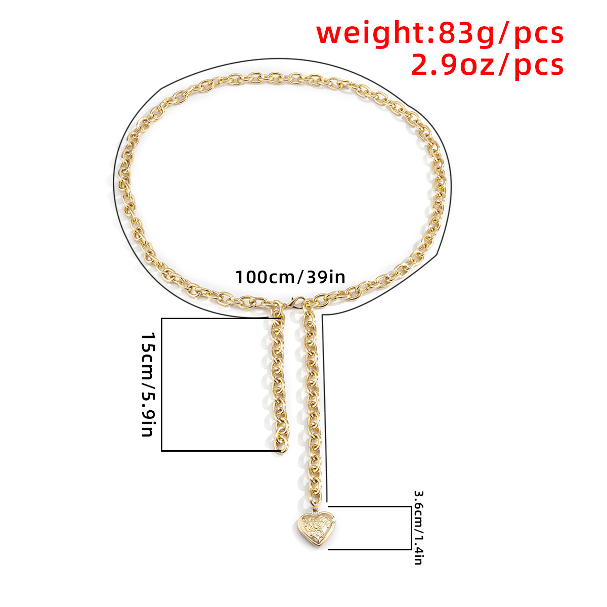 Simple Alloy Heart Pendant Waist Chain display picture 11