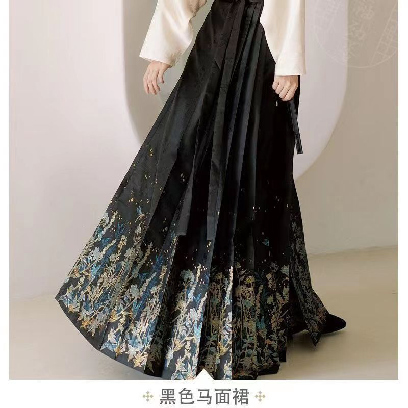 明制汉服女国风马面裙通勤酷系女春夏印花款|undefined