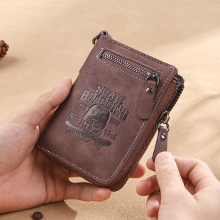 Cross-border New Cartoon Retro Wallet Student Short Wallet Zipper Leather Bag Coin Card Bag Coin Purse Gift Trendy