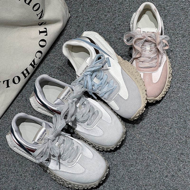 (Le Wei) Casual Shoes Women's Contrast Color Thick-soled Elevated German Training Shoes All-match Sports Women's Shoes