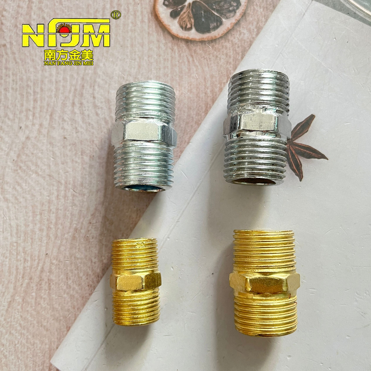 厂家供应铁镀铜镀锌对丝接头外丝直接异径双外牙