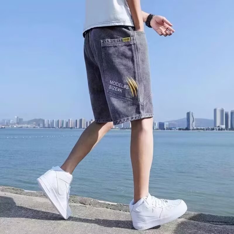 Pantalones vibe de la calle principal, ropa de moda para hombres, diseño de correas, jeans micro-up con cremallera, herramientas abiertas, pantalones de pierna recta