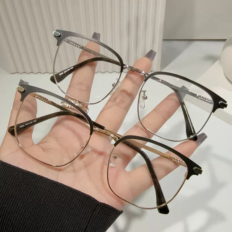 防蓝光老花镜男超轻眉毛框高档商务高清中老年老花眼镜