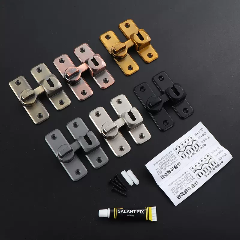 免打孔插销门栓锌合金门扣家用酒店卫生间门锁搭扣加厚防盗扣锁扣