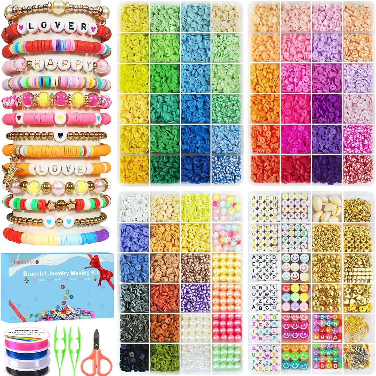 Ventas transfronterizas calientes de 6mm de cerámica blanda letras cuentas de cuentas de color cuentas de cerámica blanda caja de pulseras de chicas conjunto de combinación DIY