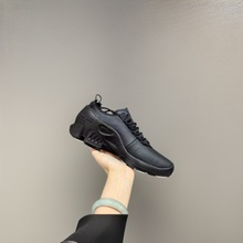 跨境男鞋头层牛皮休闲运动户外头层牛皮透气休闲跑步鞋黑色包邮