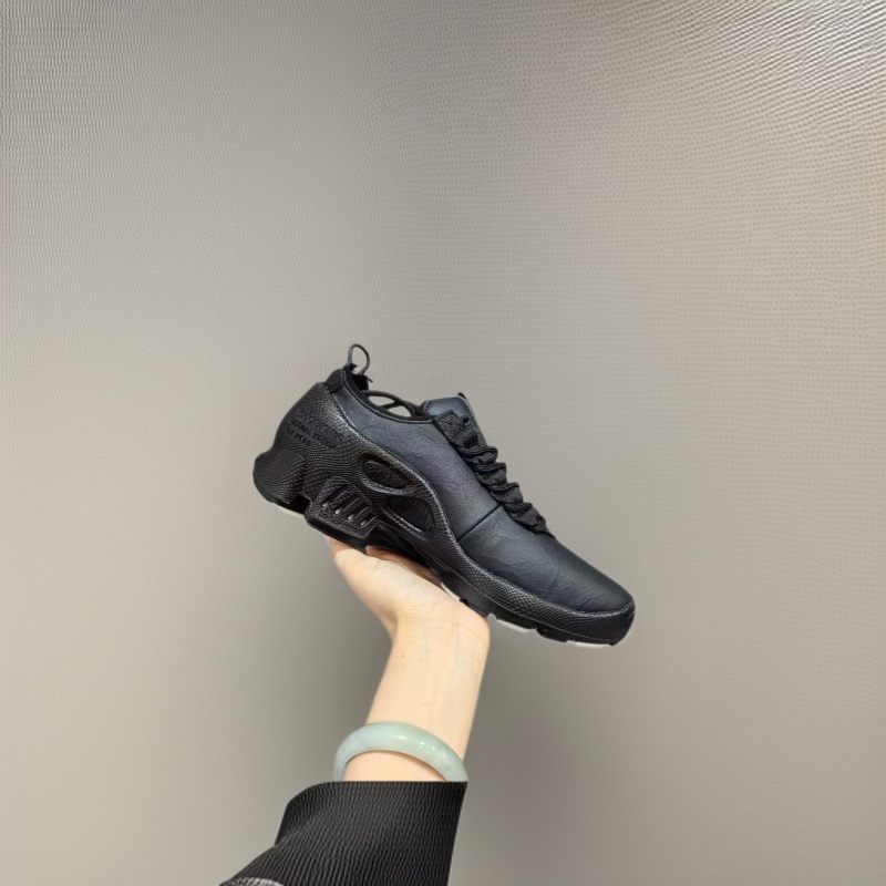 跨境男鞋头层牛皮休闲运动户外头层牛皮透气休闲跑步鞋黑色包邮