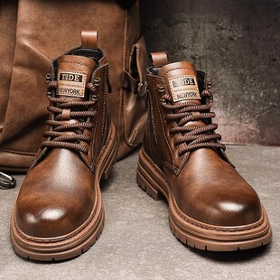 German Camel Dynamic Boots Men's High-Top Mid-Top Leather Shoes Men's Boots Men's Winter Velvet Cotton Shoes Snow