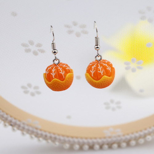 Simulated peeled orange earrings, personalized fruit earrings, cross-border ins style summer jewelry wholesale