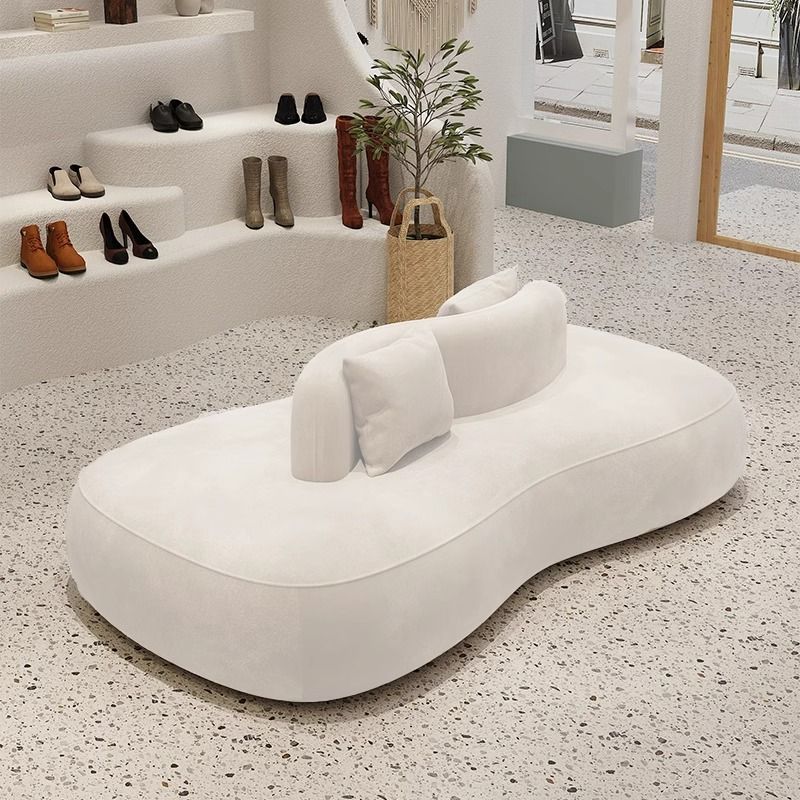 Designed Creative Curved Double-Sided Sofa Technology Cloth Fabric Suitable for Beauty Shops and Shoe Stores Hotel Reception Areas