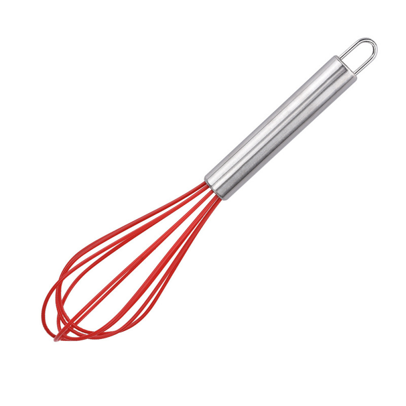 Batidor de huevos de silicona manual de acero inoxidable crema dispensador de mano licuadora mini herramienta de horneado casera colorida image 17