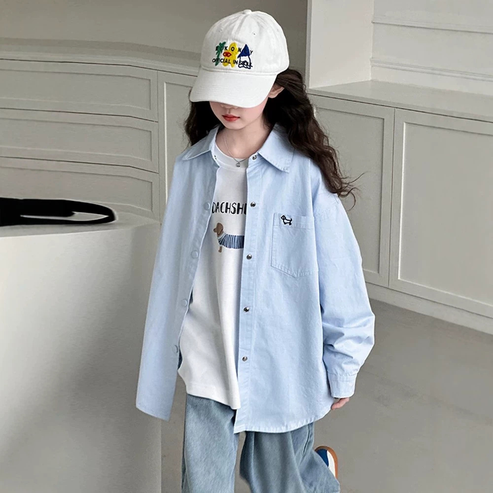 女童衬衫春秋款2026新款女孩大童韩系上衣儿童秋装超好看衬衣外套