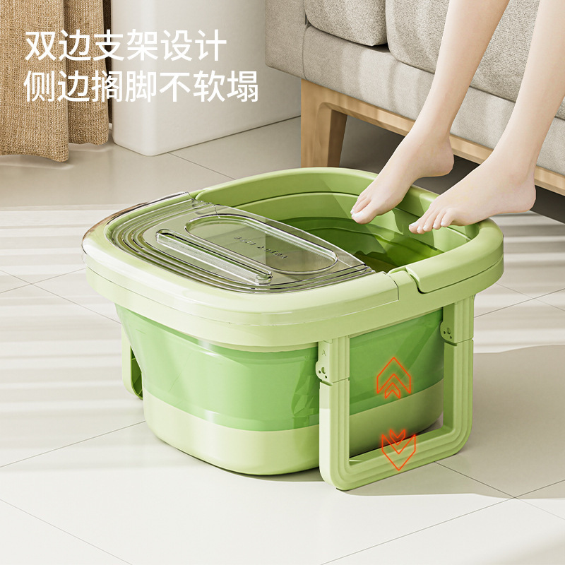 泡脚桶折叠便携过小腿高深桶家用泡脚盆加厚过膝洗脚盆带盖足浴盆|undefined