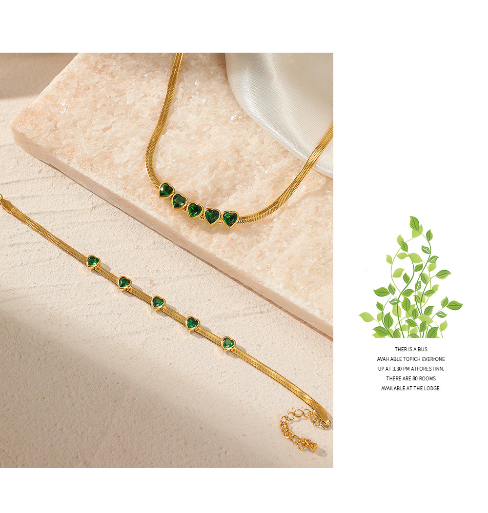 Fashion Heart Shape Stainless Steel Plating Rhinestones Bracelets Necklace