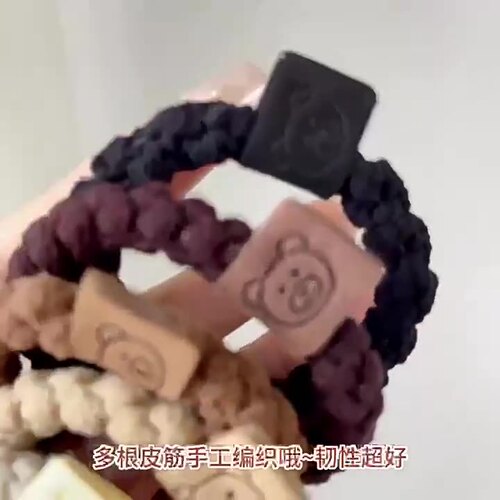 Fashionable and Cute Autumn/Winter Headband with Small Bear Hair Ties for Women, Stylish Velcro Hairband, Plush Hair Ring, High Elasticity, Durable Hairband