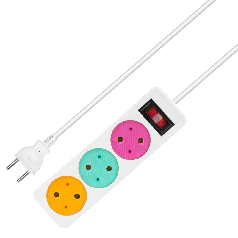 欧式插板带开关带线3米接线板多功能欧标插排排插欧式插座