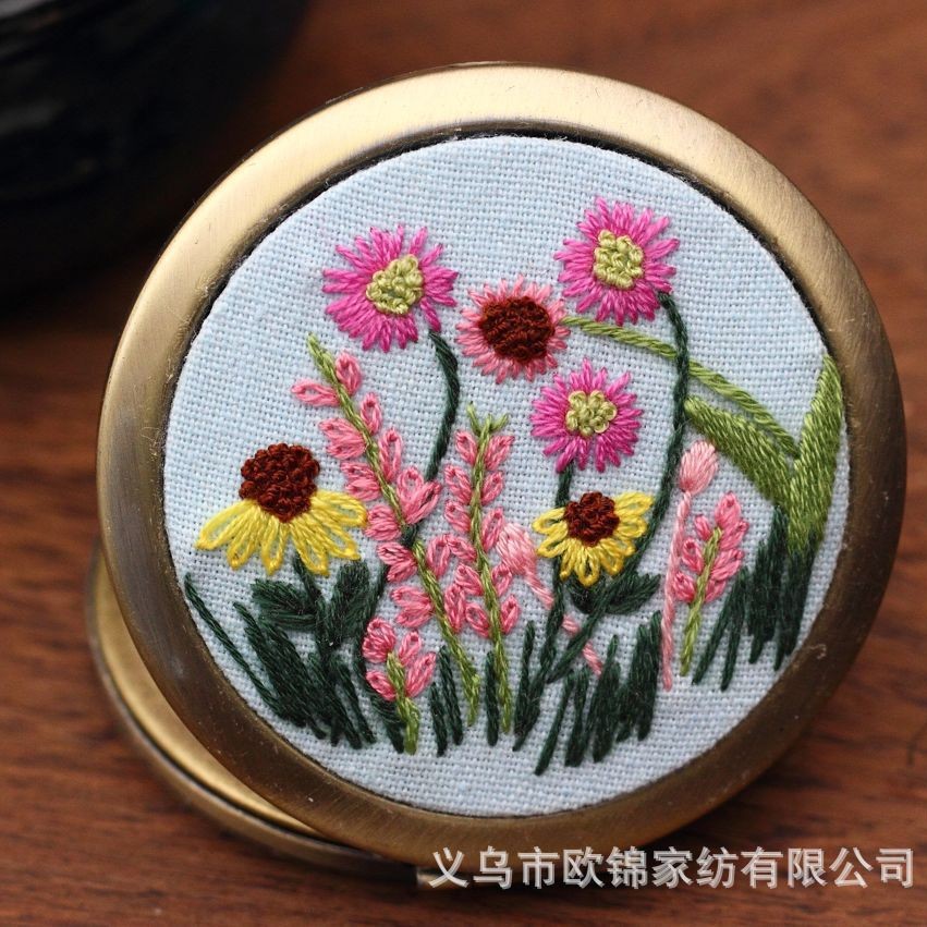 Oujin original hecho a mano tela/material paquete hecho a mano bordado espejo pequeño espejo DIY espejo cosmético
