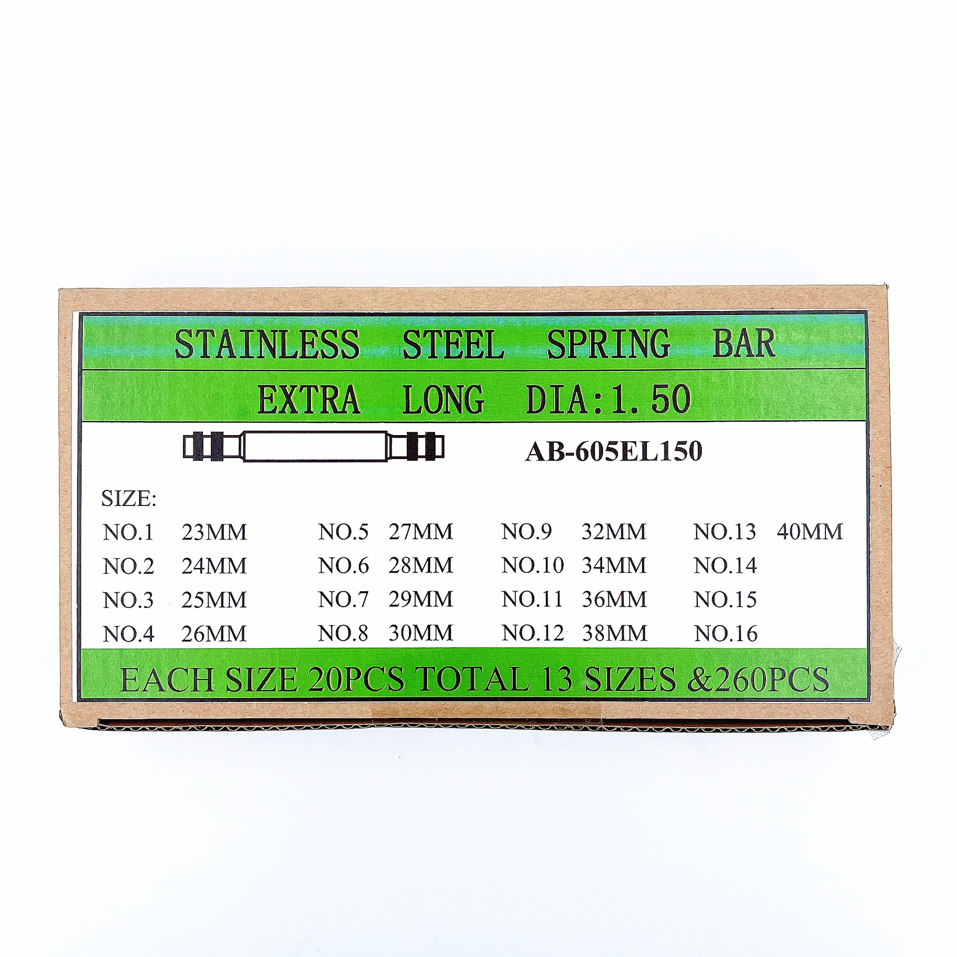 修表配件 不锈钢加长表耳 生耳套装 盒装生耳 1.5粗 共13瓶 260支