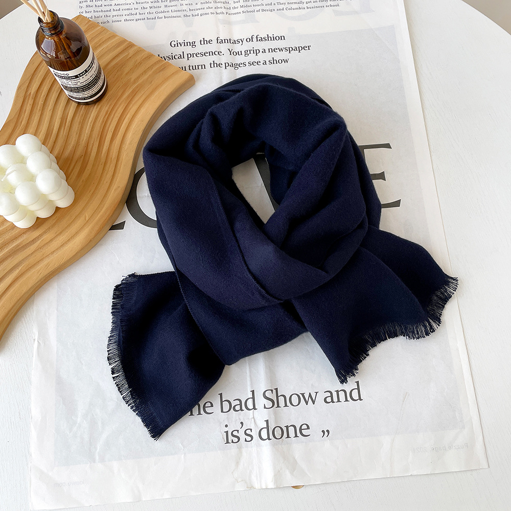 跨境欧美时尚围巾男士秋冬全棉围巾保暖装饰搭配大衣纯色围巾批发