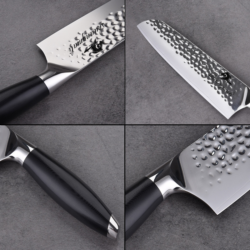 Kit de cuchillos martillo 440C de acero inoxidable de cocina de seis piezas G10 mango Yangjiang exportación transfronteriza