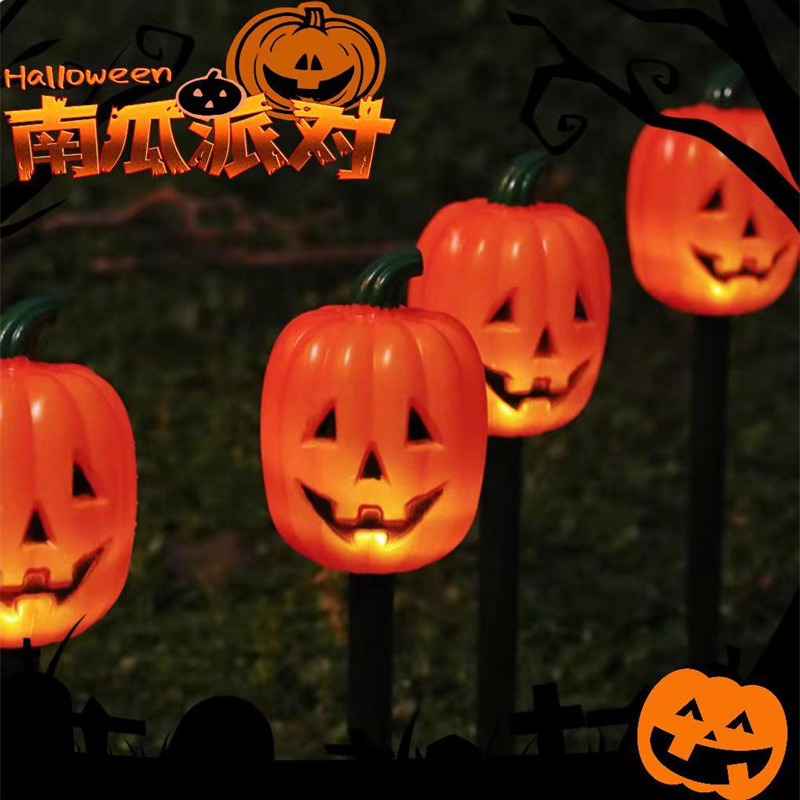 Nuevos productos transfronterizos de Halloween jardín al aire libre impermeable decoración de lámparas LED calabaza fantasma lámpara solar