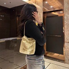 小さな香りのオイルワックスレザー巾着本革22バッグミニゴミ袋本革菱形ハイバージョンチェーンクロスボディバックパック
