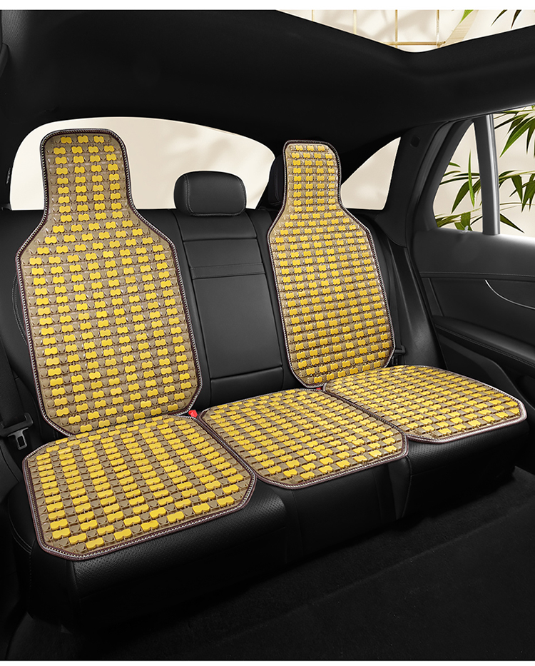 2026 New Summer Bamboo Car Seat Cushion Set, Suitable for All Seasons, Ventilated and Breathable Massage Lumbar Cushion for Trucks, Multi-Piece Set