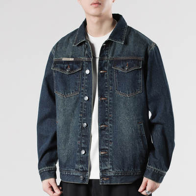 Vintage Denim coat men's autumn 2024 new American tide brand plutonium handsome frock jacket washed Denim clothes