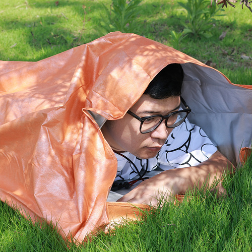 Cross-border batch outdoor sleeping bag emergency insulation blanket portable emergency rescue thickened PE sleeping bag factory stock wholesale