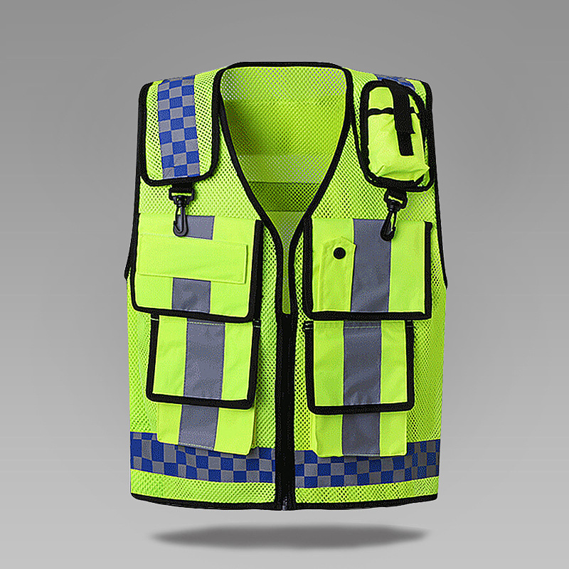 Reflective Multi-Pocket Vest Traffic Vest Construction Site Sanitation Worker Security Firefighter Reflective Clothing Protection