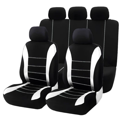 Fabric Waistline Universal Car Seat – Universal seat cover - white-2-piece-set-single-seat