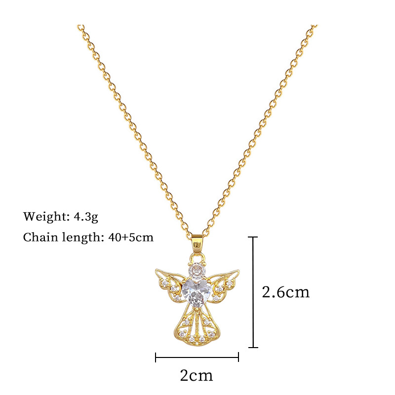 Collier Love Angel entièrement serti de diamants, alliant légèreté et élégance. Chaîne en acier titane._voghion.com