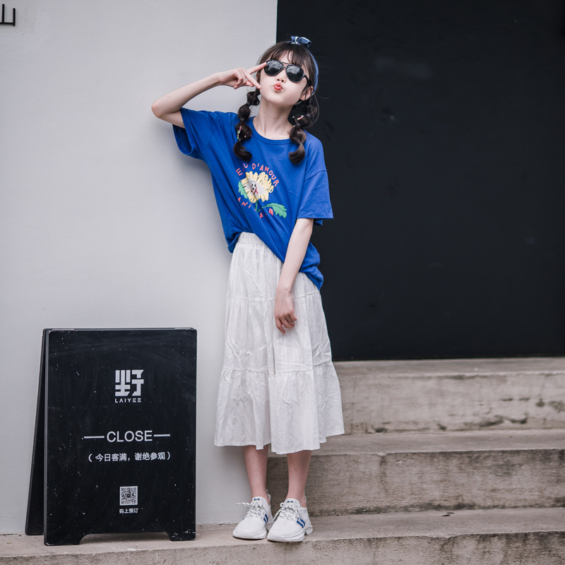 Faldas para niñas, estilo coreano, estilo nuevo de verano 2024, faldas de media longitud para niñas mayores, faldas por encima de la rodilla para niñas, faldas modernas para niñas pequeñas