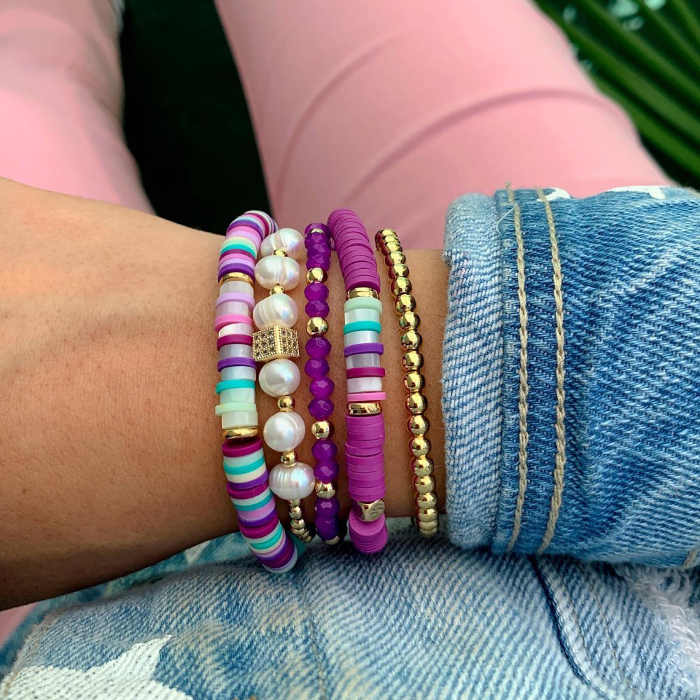 9g Weight Bracelets Classification Casual Basic Geometric Freshwater Pearl Soft Clay Women's Bracelets