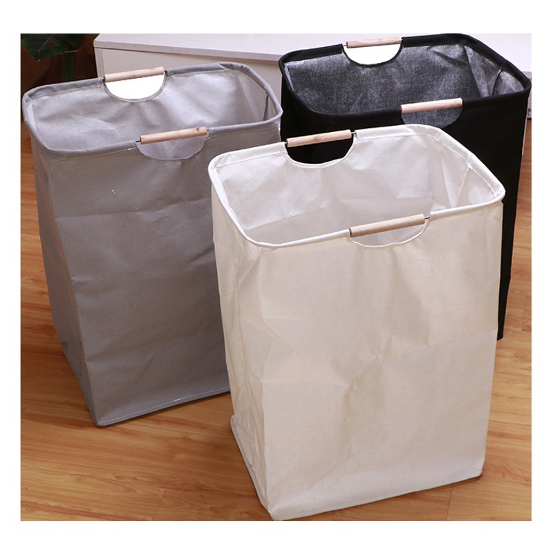 Transfronteriza Amazon cesta de lavandería cesta de almacenamiento plegable mango de madera cesta de almacenamiento hogar lavandería cesta de almacenamiento de tela