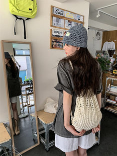 (Cross-border trading), woven backpack, knitted fresh bag, drawstring
