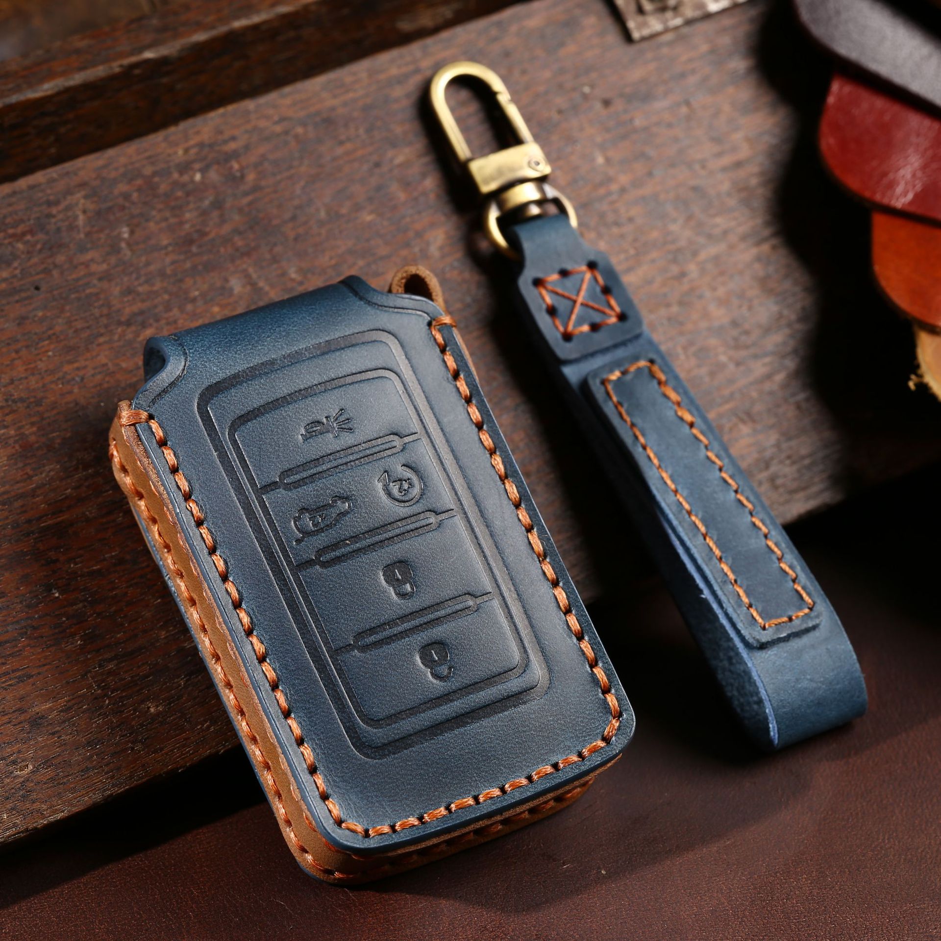 Venta caliente transfronteriza caso de la llave del coche adecuado para JEEP Nuevo Gran chenoji caso clave de protección Shell cuero genuino