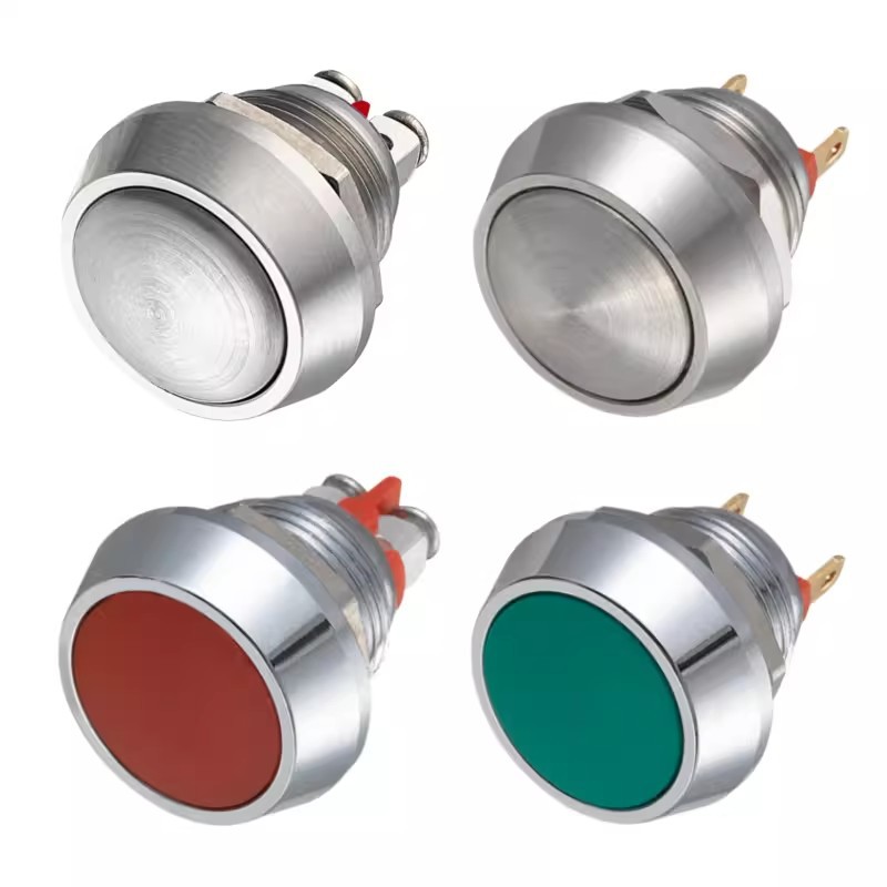 一佳12mm防水金属按钮开关 YJ-GQ12B-10/J/S 球面 无锁自复位点动