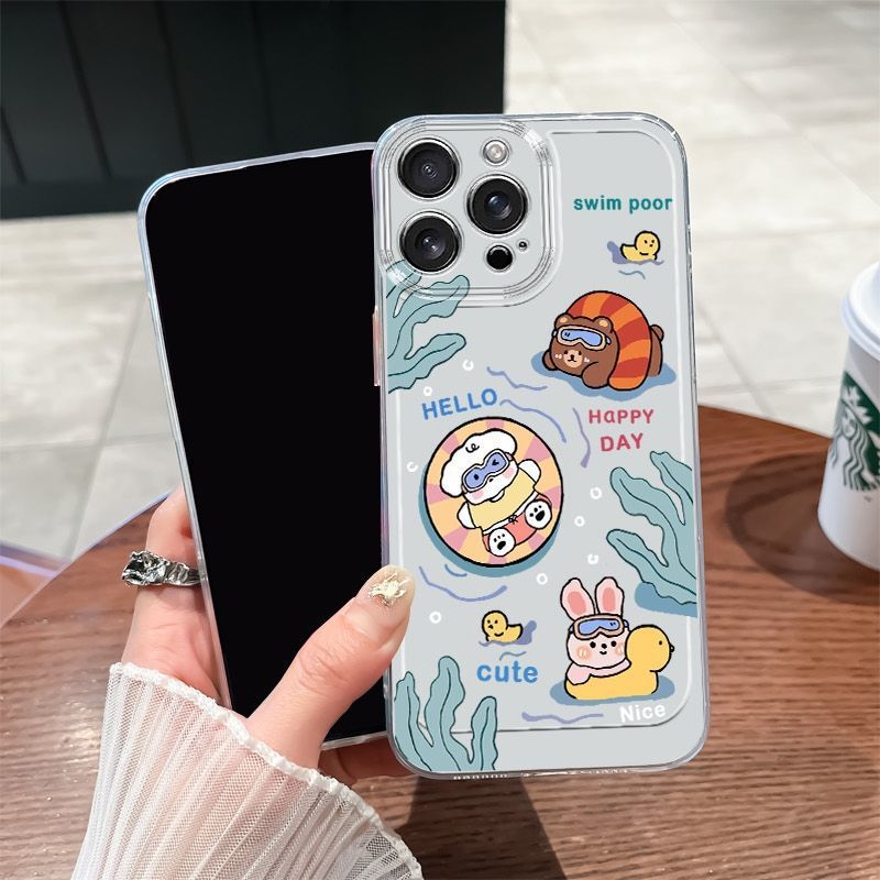 Swimming Ring Animal Suitable for Apple 17Promax Mobile Phone Case Iphone16 New Model 15Promax/14Promax/