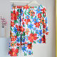 Mother Summer Out Cotton Silk suit Women's Middle-aged and Elderly Loose Home Seven-point Sleeve Cotton Silk Pajamas Thin Two-piece Set