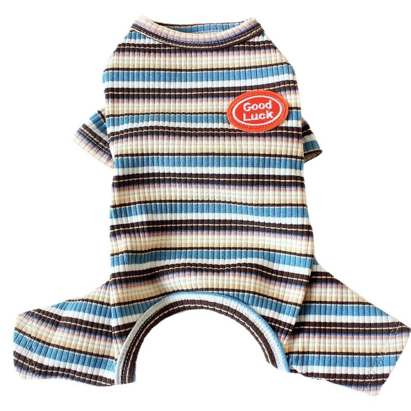 宠物衣服秋冬季棉质四腿家居服泰迪比熊小型犬狗狗猫咪彩条纹服装|undefined